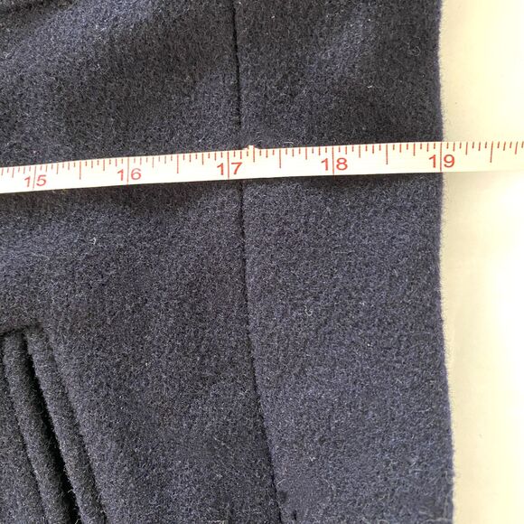 VTG J Crew Wool Blend Bomber Jacket Navy Blue Zip Front Long Sleeve Officecore M - Picture 5 of 10